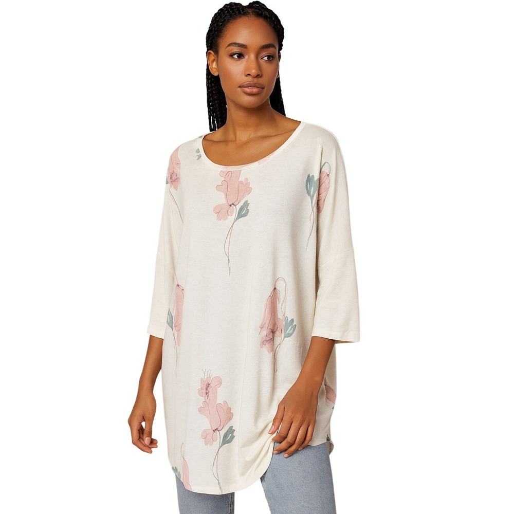 Anthropologie Floreat Floral Tunic 3/4 Sleeves